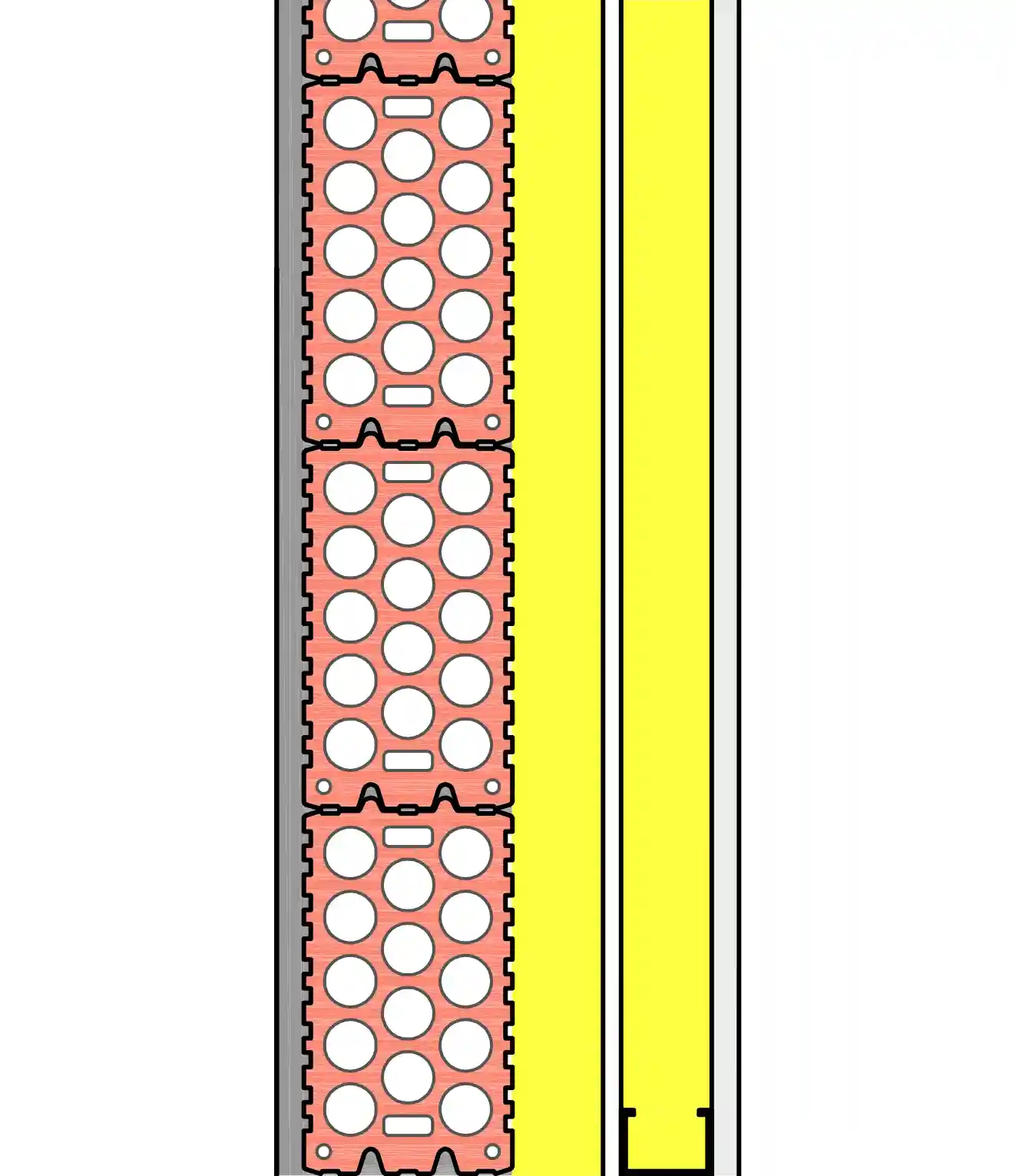 Imágen de sección de fachada con ailamiento intermedio y trasdosado autoportante para Ladrillo Drybrick Termoacústico
